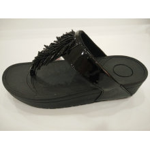 2016 mujeres sandalias de PU de cristal de borla zapatos, zapatillas